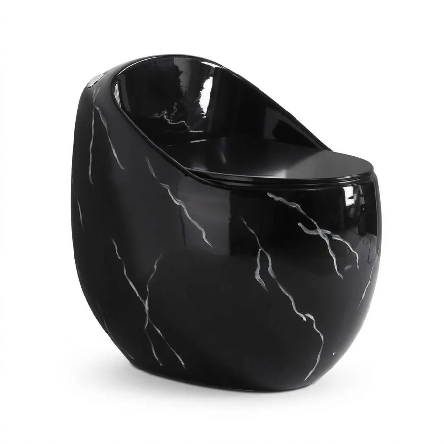 Black Marble Egg-Shaped Designer Toilet