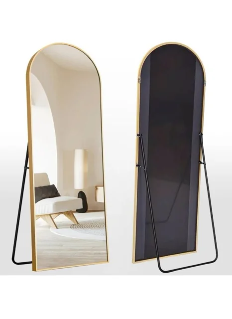 Arched Gold & Black Standing Floor Mirrors