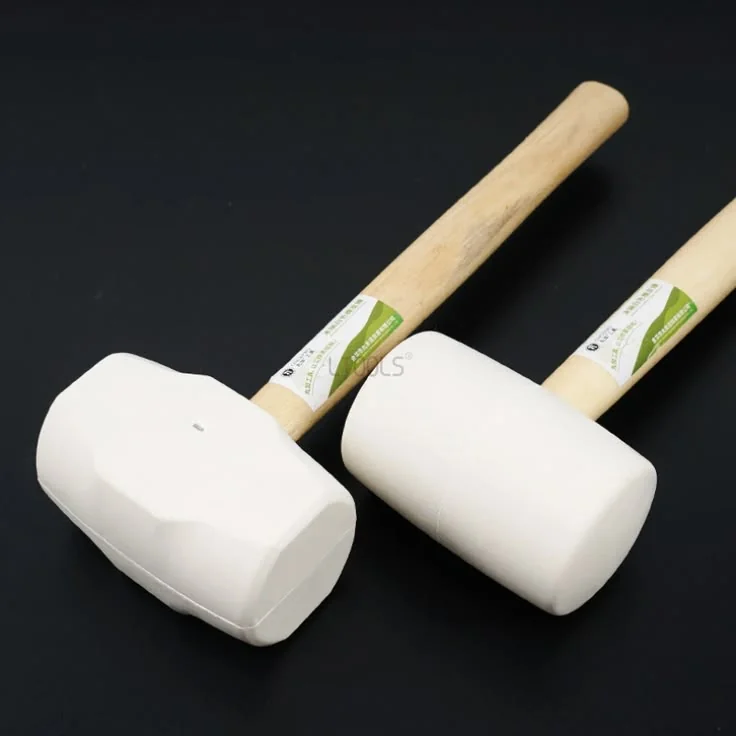 rofessional Non-Marring White Rubber Tiling Mallet with Wooden Handle