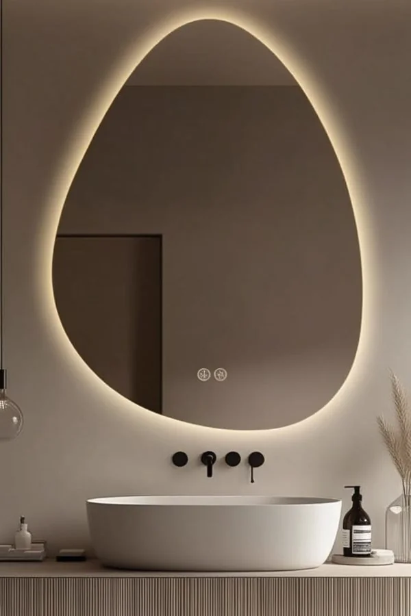 Backlit Egg-Shaped LED Bathroom Mirror
