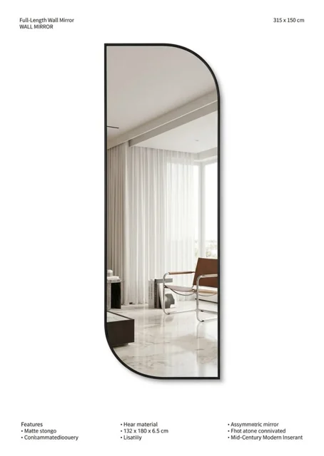 Arched Black Frame Full-Length Mirror
