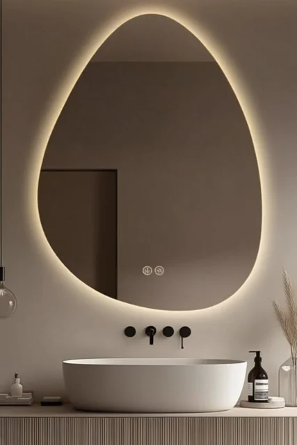 Backlit Egg-Shaped LED Bathroom Mirror