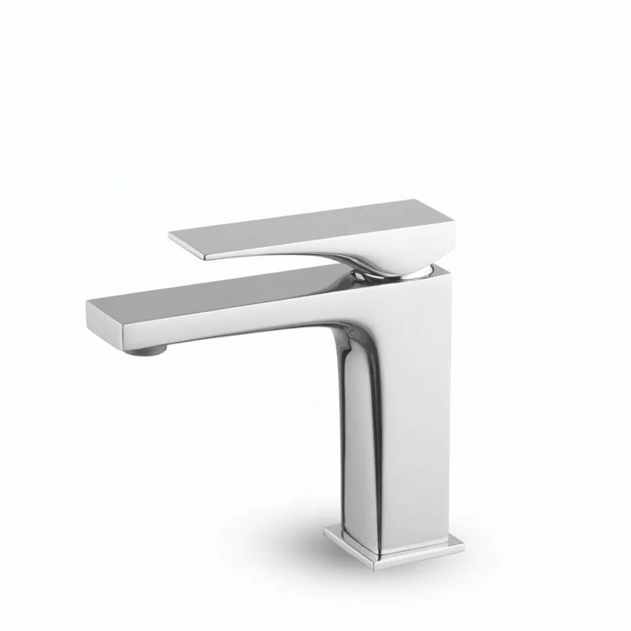Chrome Flat Spout Basin Mixer