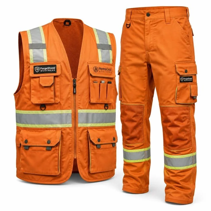 Hi-Vis Orange Vest & Cargo Pants Set