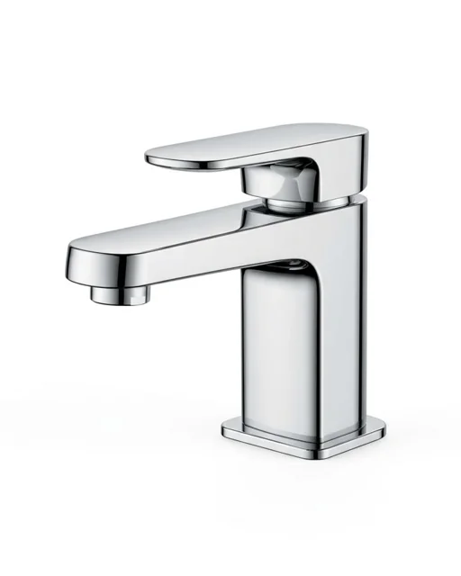 Chrome Square Single-Lever Basin Tap