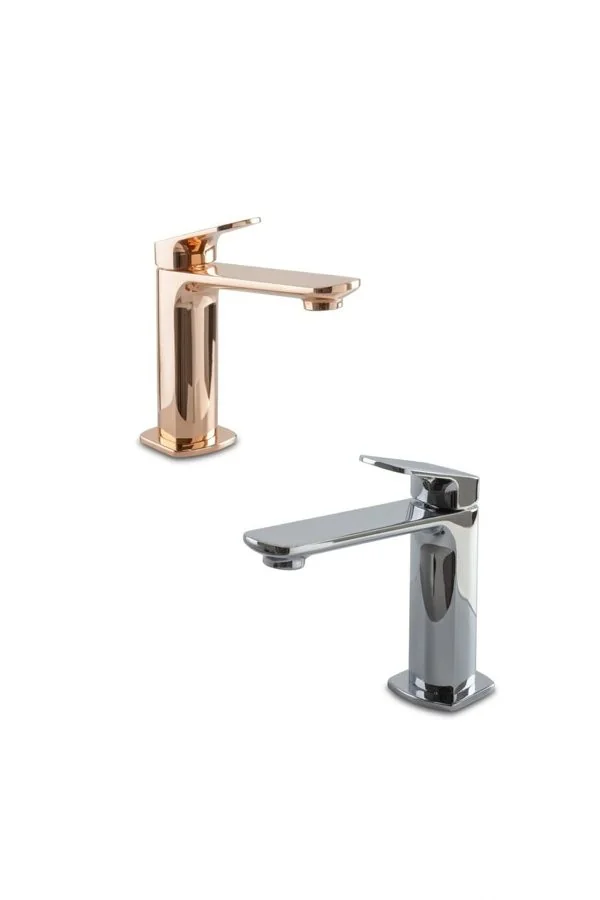 Rose Gold & Chrome Basin Mixer Taps