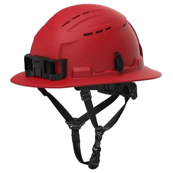 Red Full-Brim Vented Safety Helmet