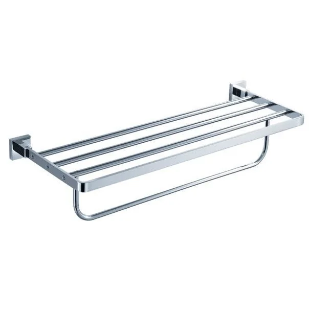 Chrome Square Towel Rack with Bar