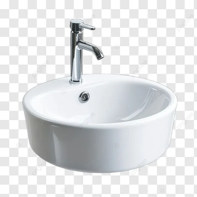 Round Countertop Basin with Chrome Tap