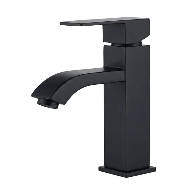 Matte Black Square Waterfall Basin Tap