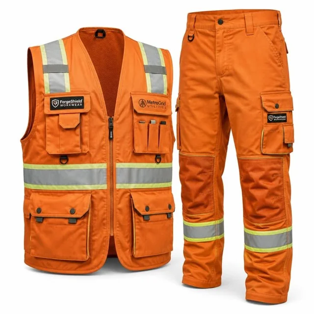 Hi-Vis Orange Vest & Cargo Pants Set