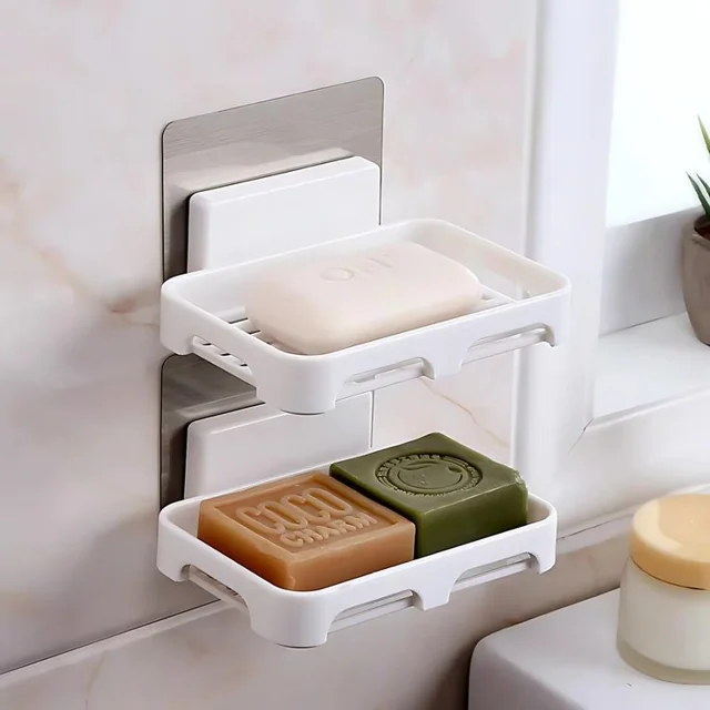 Wall-Mounted Self-Draining Ceramic Soap Dish Holder