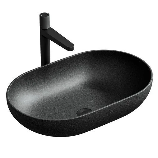 Matte Black Oval Countertop Basin
