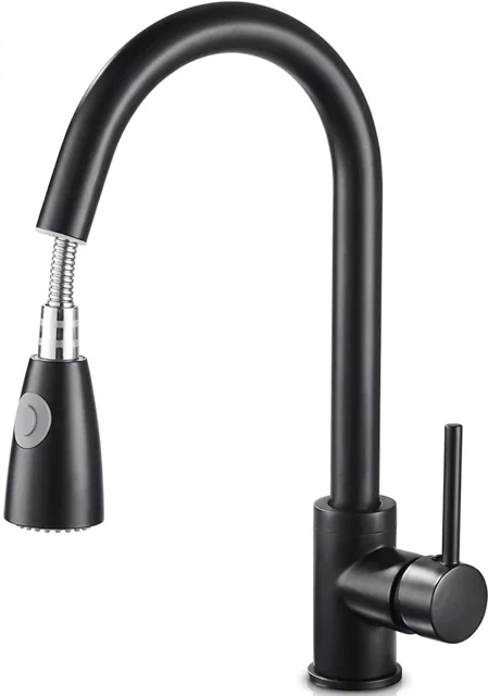 Matte Black Pull-Out Kitchen Mixer