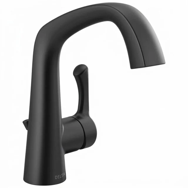 Matte Black Curved Spout Basin Faucet