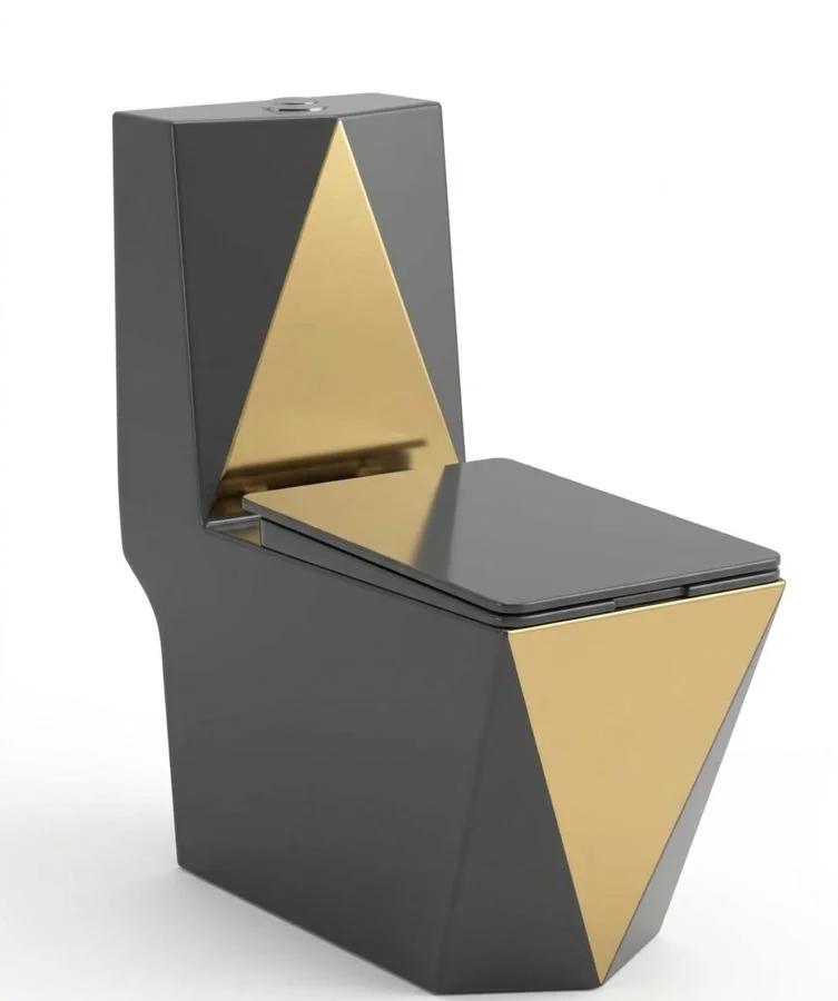 Black & Gold Diamond Designer Toilet