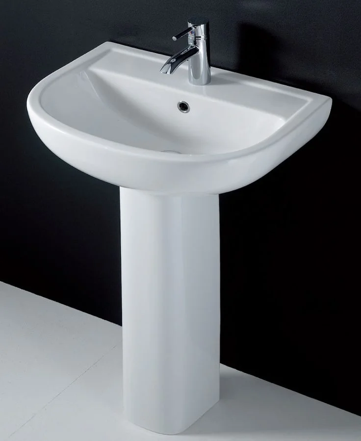 Classic White Ceramic Pedestal Wash Basin Set