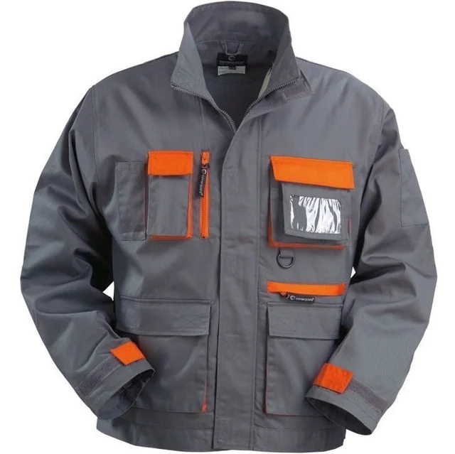 Grey & Orange Multi-Pocket Work Jacket