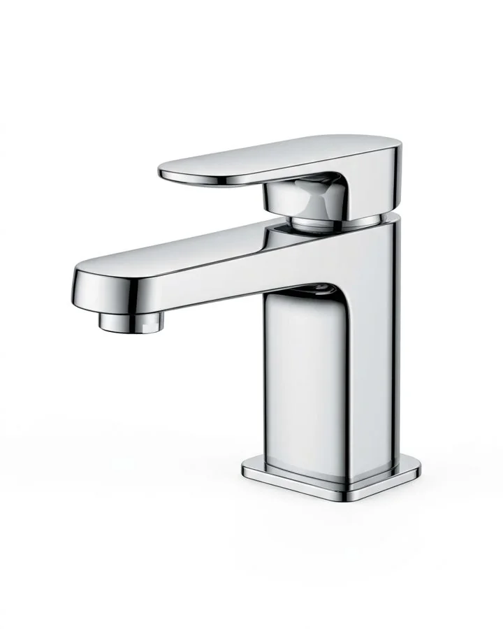 Chrome Square Single-Lever Basin Tap