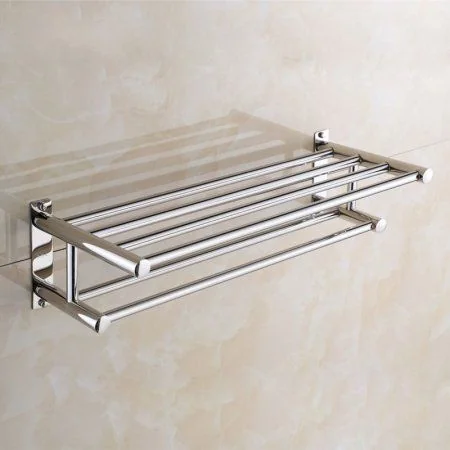Luxury 304 Stainless Steel Multi-Tier Towel Rack & Wall-Mounted Shelf