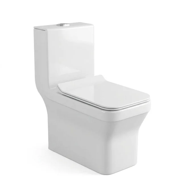 Square One-Piece White Ceramic Toilet