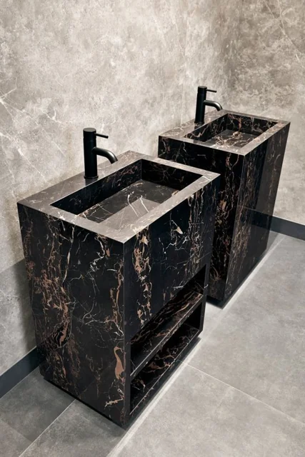 Black Marble Freestanding Vanity Basin Set