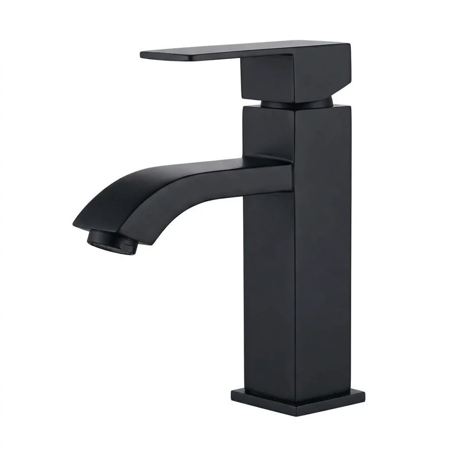 Matte Black Square Waterfall Basin Tap